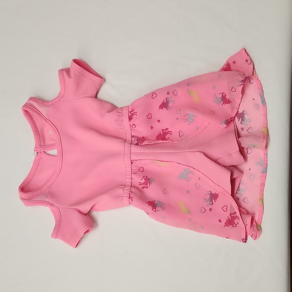 One step up pink unicorn romper dress
